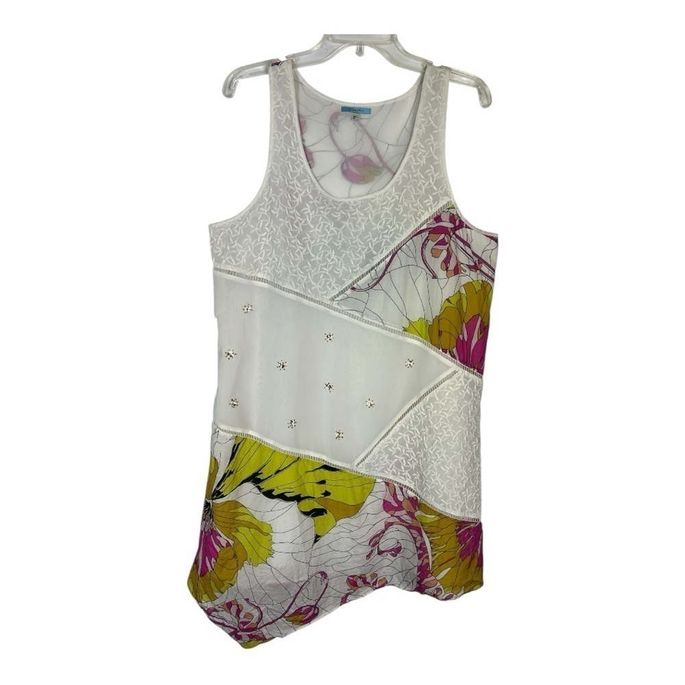 Anthro Leifnotes Sz 14 Guarri Dress Cotton & Silk Blend Floral Mixed Print
